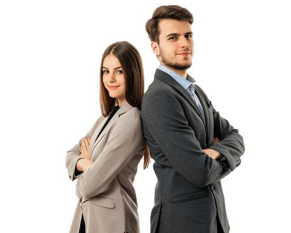 businessman and businesswoman.