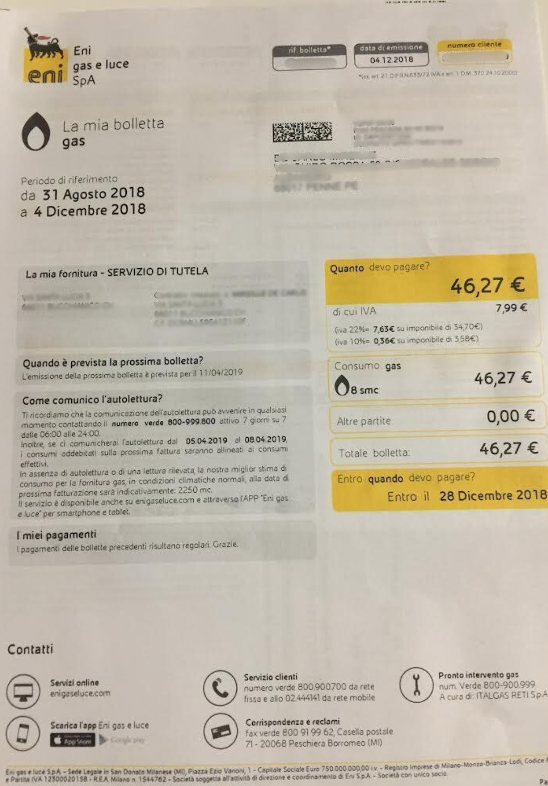 bolletta gas